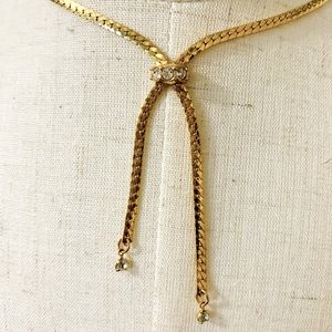 Vintage Serpentine and rhinestone Necklace